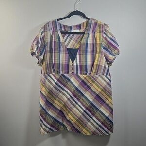 Dress Barn Plaid Short Sleeve top